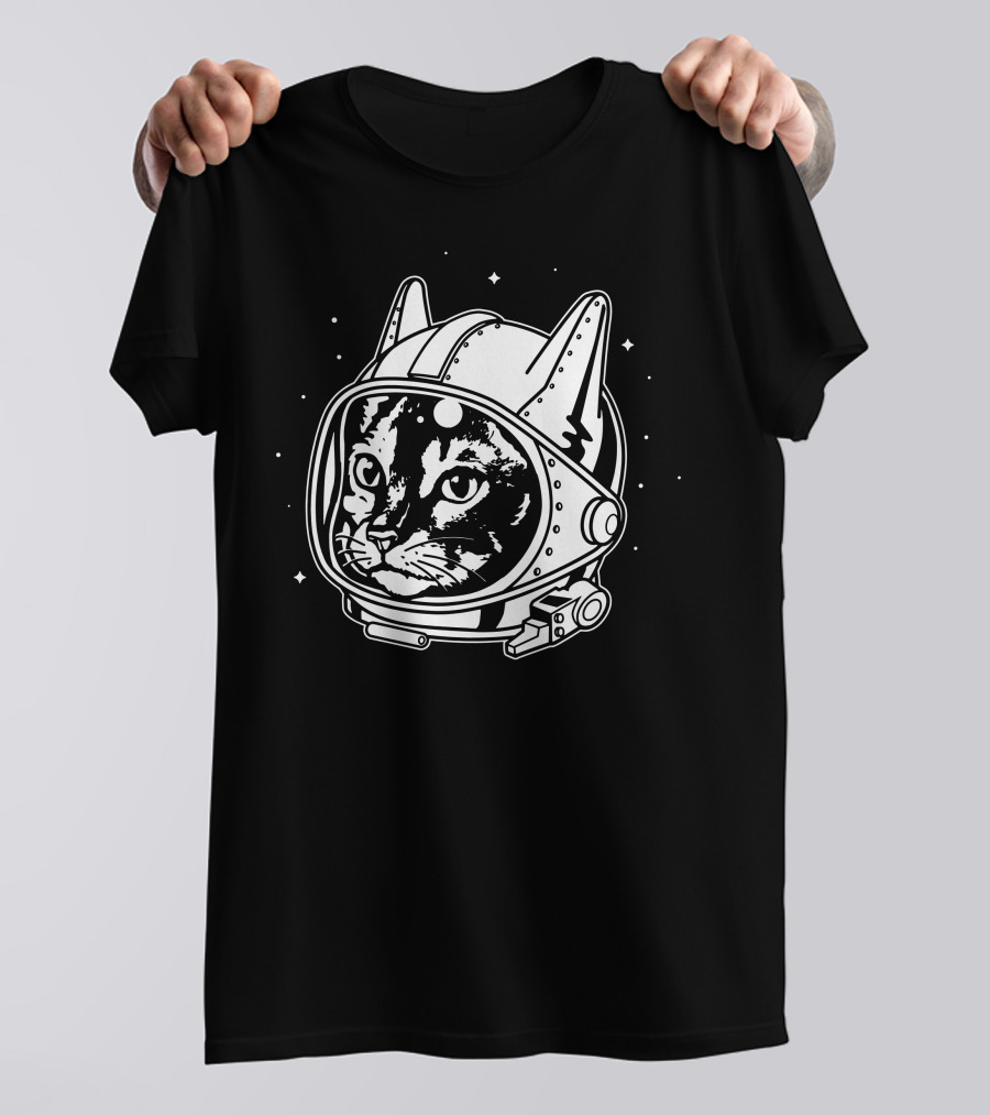 Astro Cat Astronaut Helmet Galactic Adventure T-Shirt