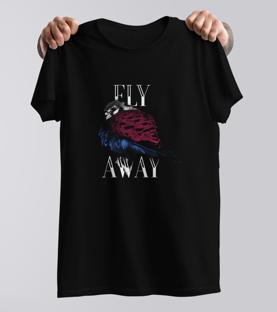 Fly Away Bird With Red And Blue Feathers T-Shirt