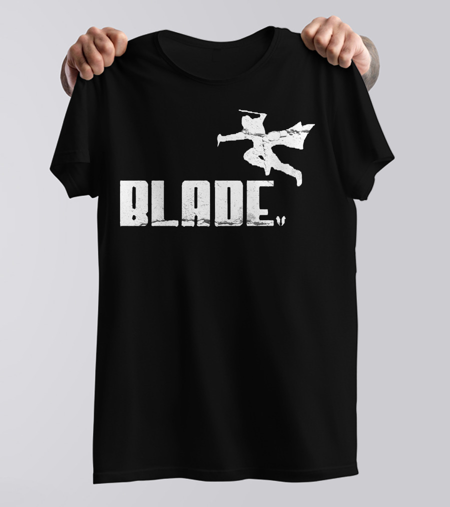Blade Vampire Hunter Cloaked Silhouette Jump T-Shirt