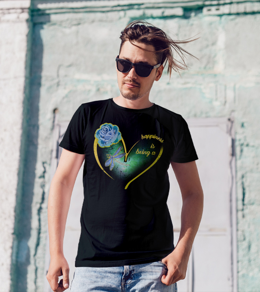 Happiness Is Being A Mimi Mama Nana Butterfly Heart T-Shirt