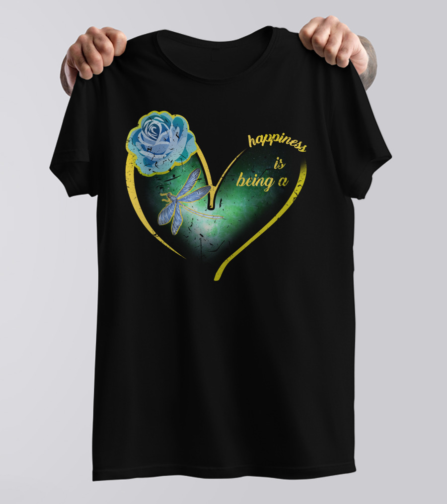 Happiness Is Being A Mimi Mama Nana Butterfly Heart T-Shirt