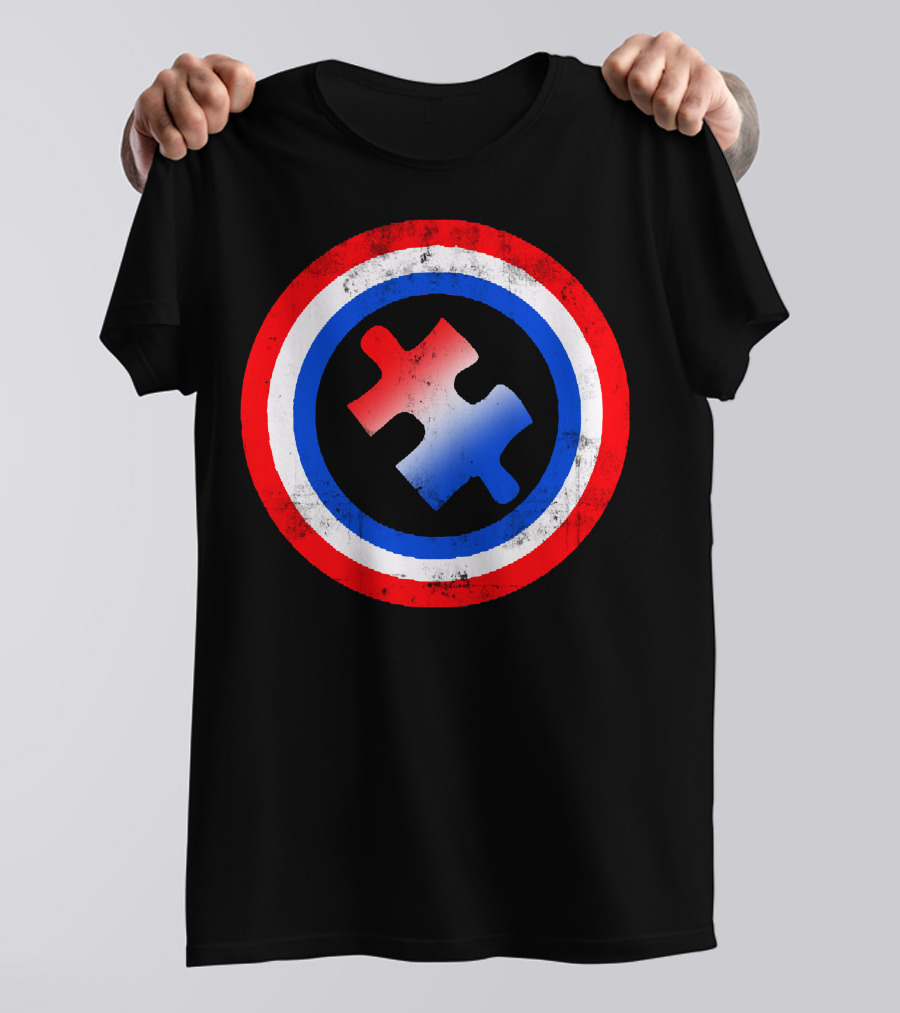 Captain Autism Shield Puzzle Piece T-Shirt