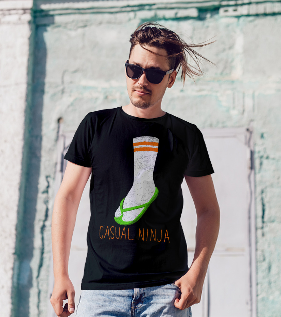 Casual Ninja Socks And Sandals Fun T-Shirt