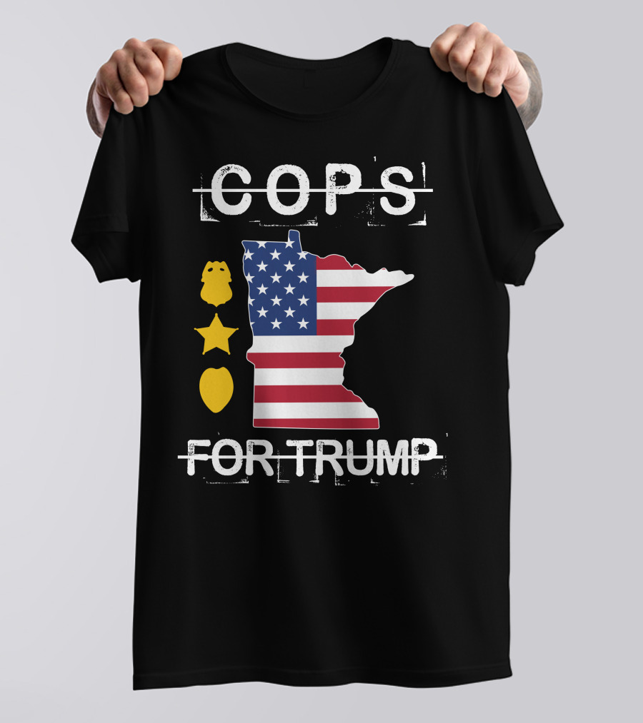 Cops For Trump Minnesota American Flag Badge T-Shirt