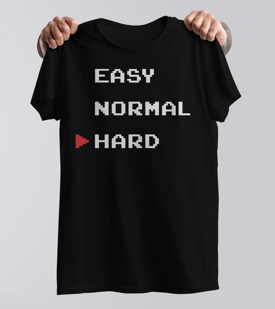 Easy Normal Hard Retro Gaming Difficulty Level Selector T-Shirt