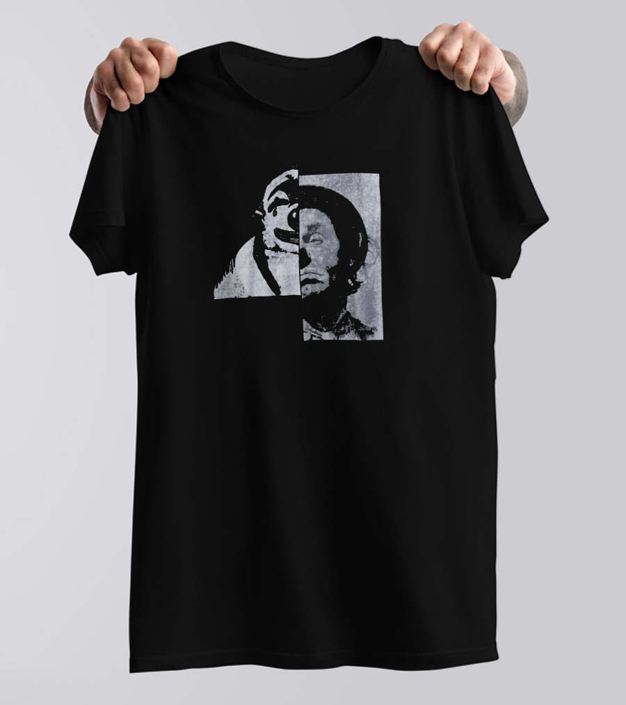 Faces Black And White Half Portrait Fusion T-Shirt