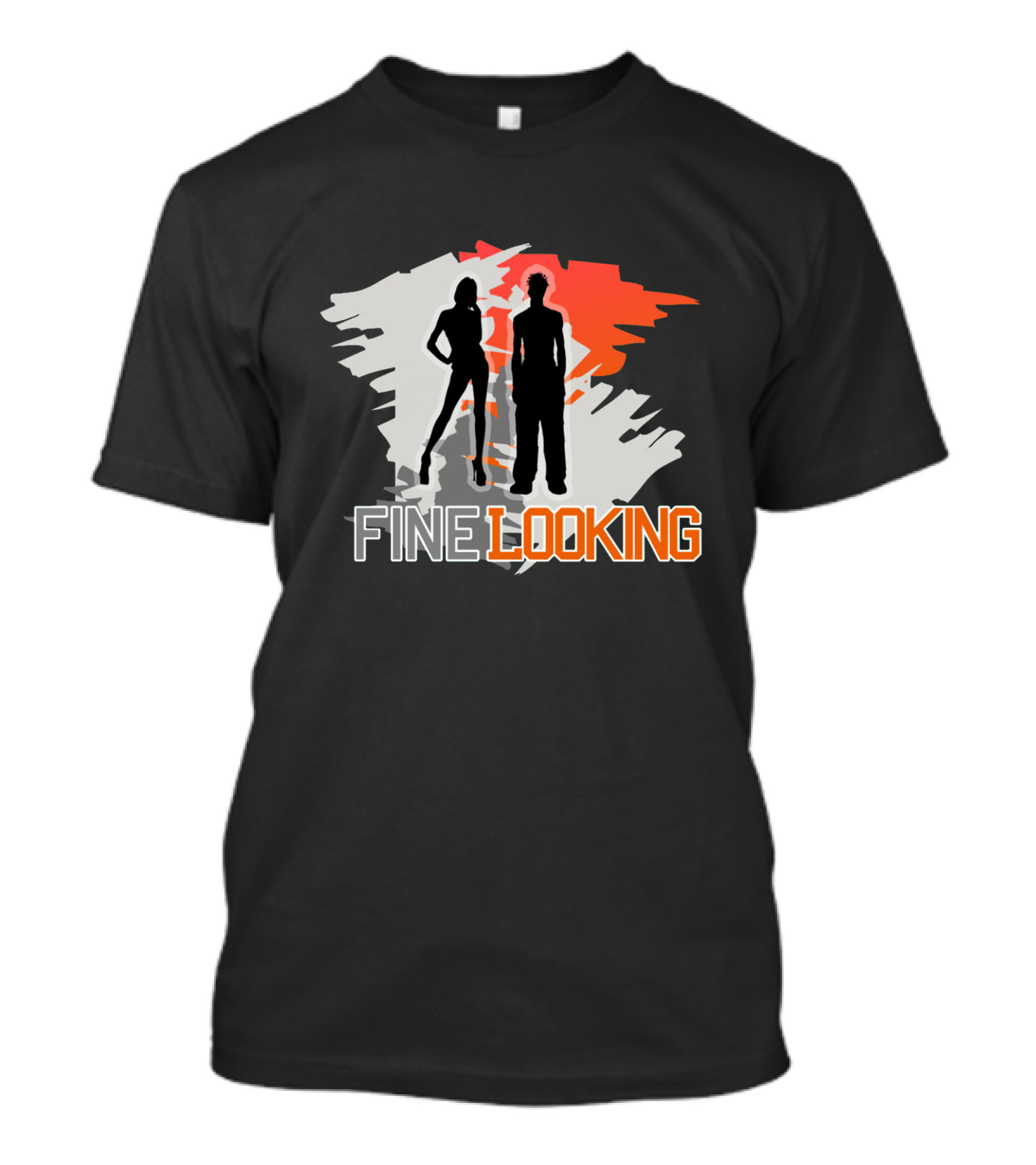 FINE LOOKING Silhouette Graphic With Red And Grey Abstract Background T-Shirt
