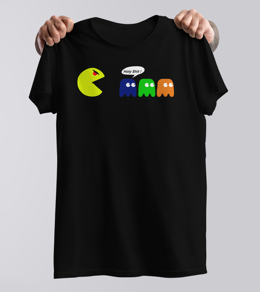 Funny Zombie Pac-Man Parody Holy Shit Ghosts Reaction T-Shirt