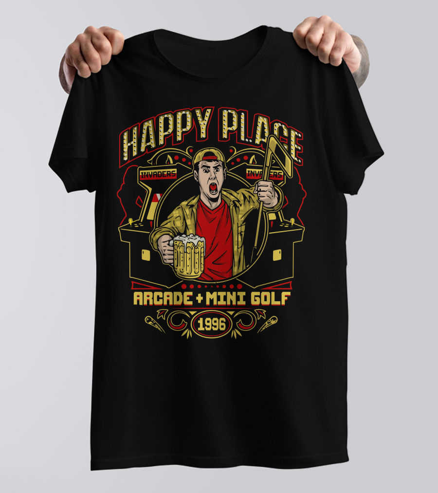 Happy Place Invaders Arcade Mini Golf 1996 T-Shirt