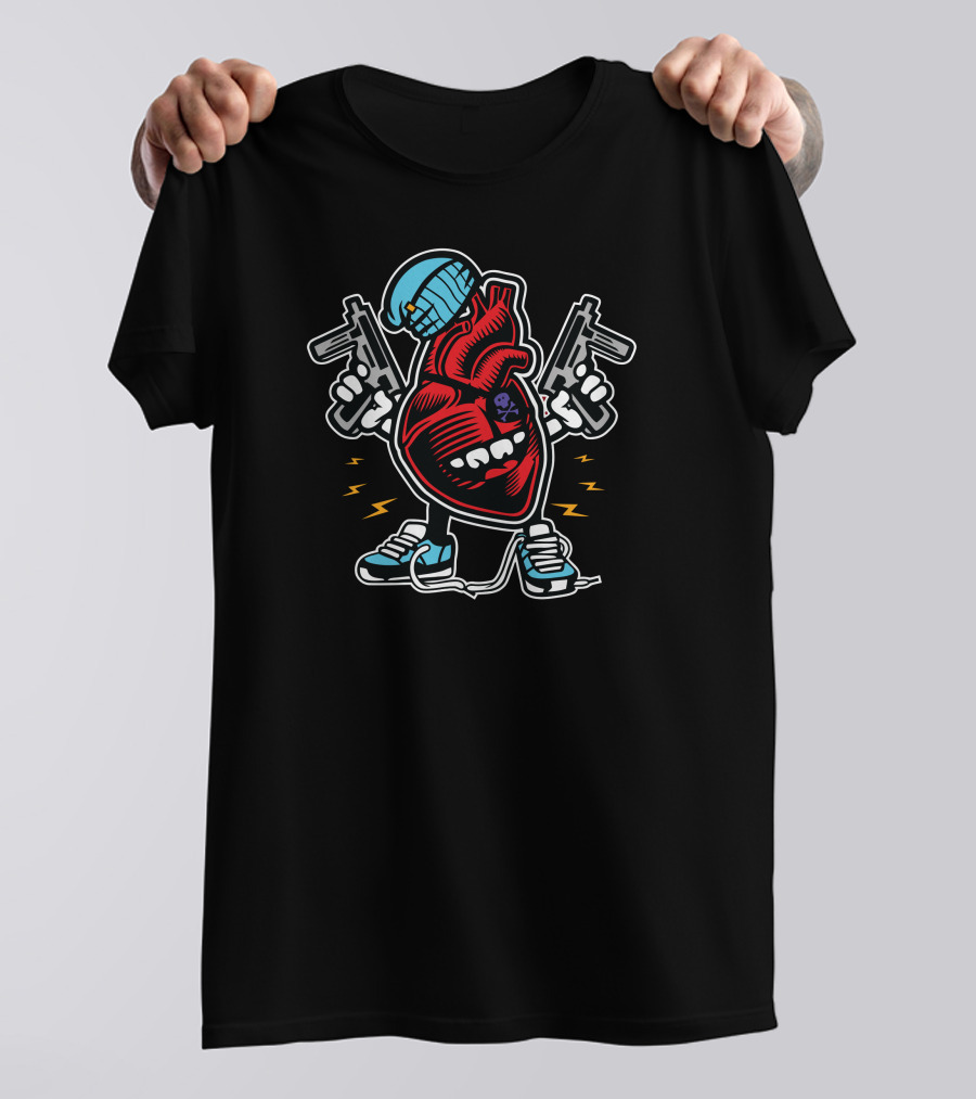 Heart Attacker New Armed Heart Skull Mask Sneakers T-Shirt