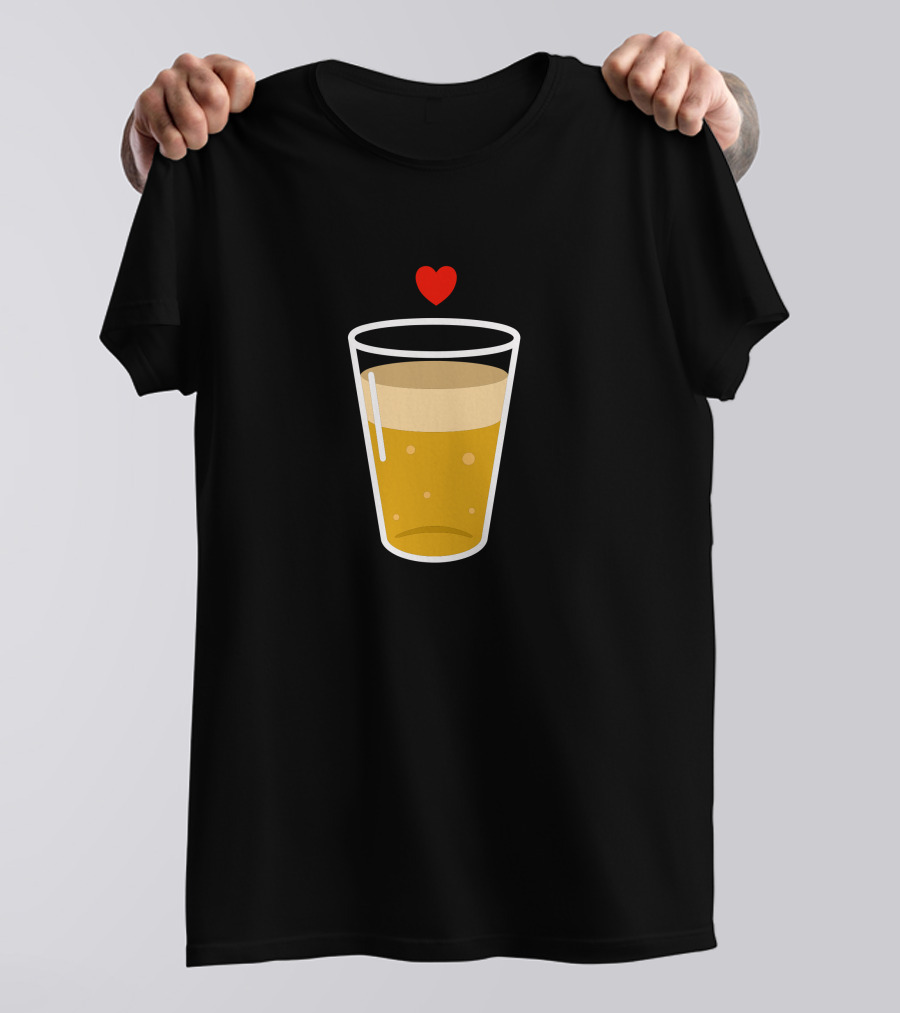 Heart I Love Beer Vintage Glass T-Shirt
