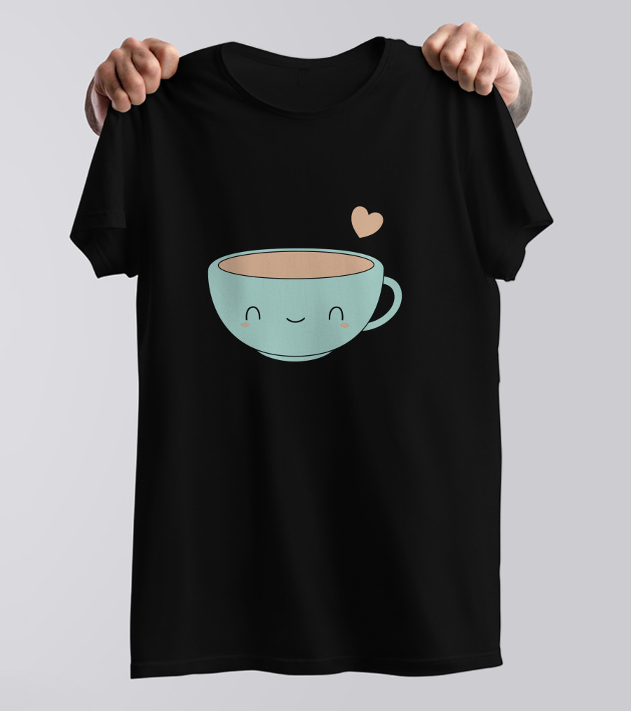 Hearts With Coffee New Smiling Cup And Heart T-Shirt