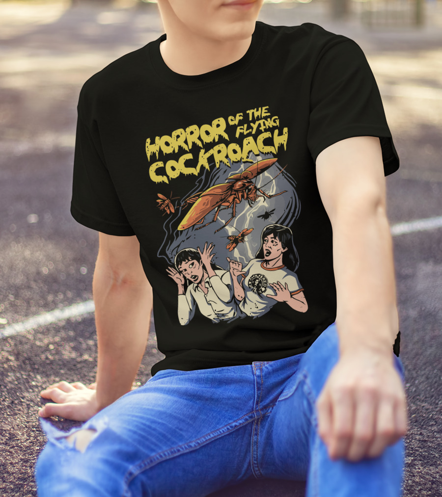 Horror Of The Flying Cockroach Attack Scene T-Shirt