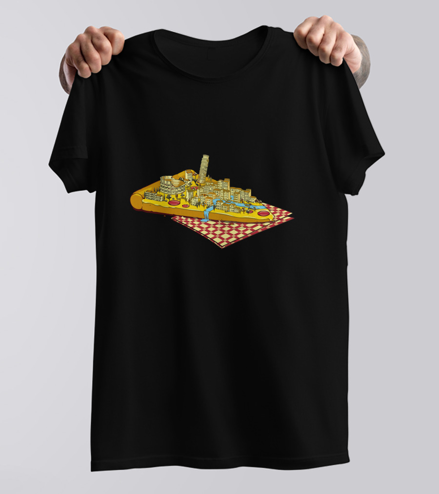 Hungry For Travels Slice Of Italy Landmarks On Pizza Napkin T-Shirt