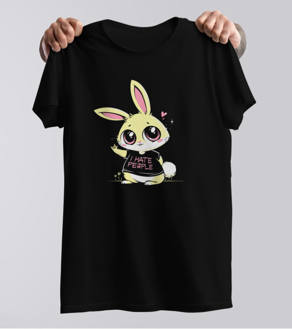 I Hate People Cute Bunny With Heart And Stars T-Shirt