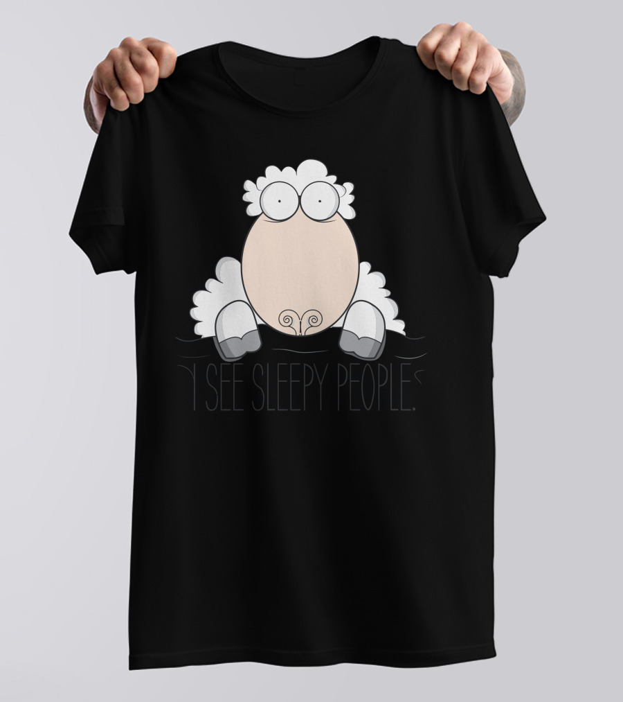 I See Sleepy People Sheep Cartoon T-Shirt