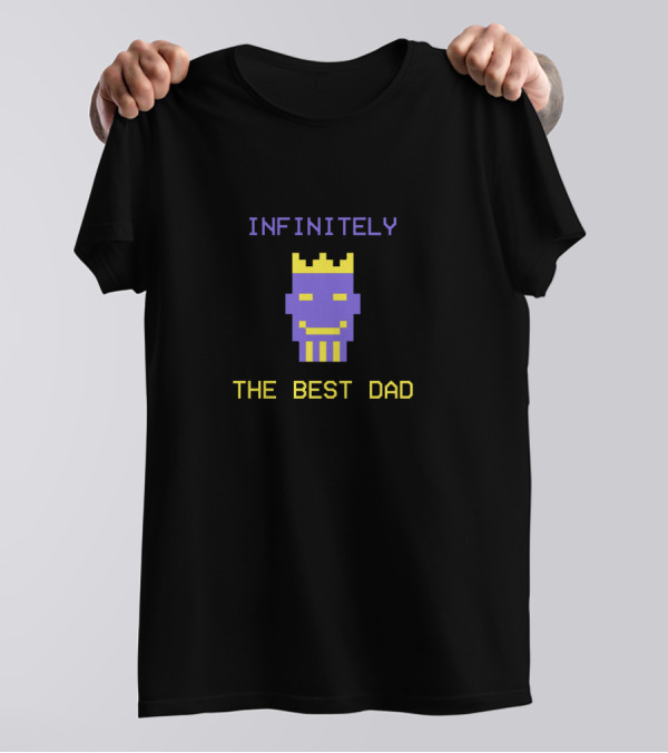 Infinitely Best Dad Pixel Art Purple Yellow Crown Face T-Shirt