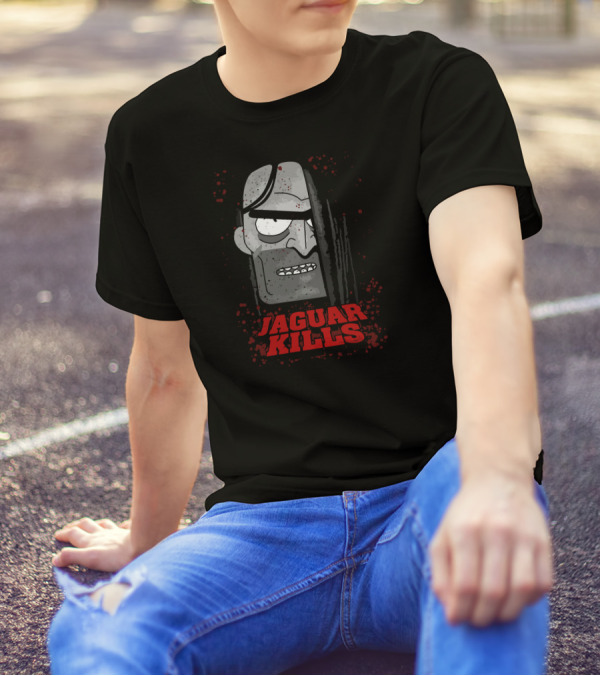 Jaguar Kills Grunge Cartoon Face T-Shirt