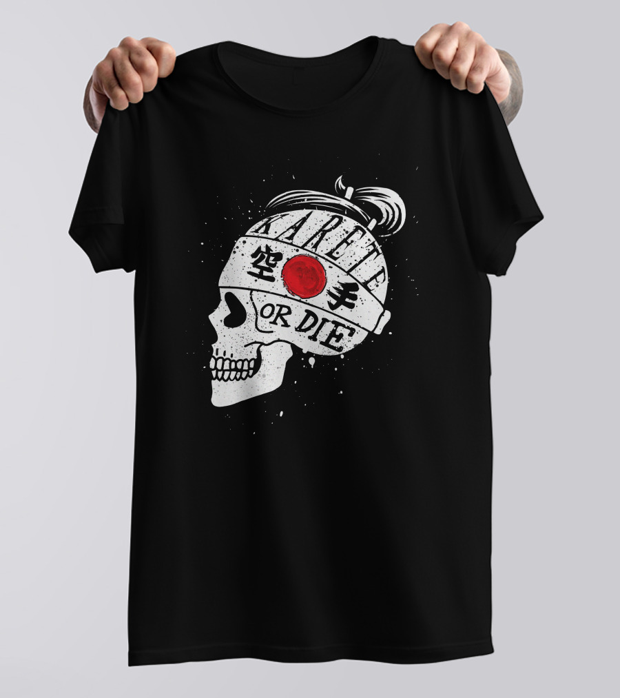 Karete Skull Karate Or Die Japanese Flag Headband T-Shirt