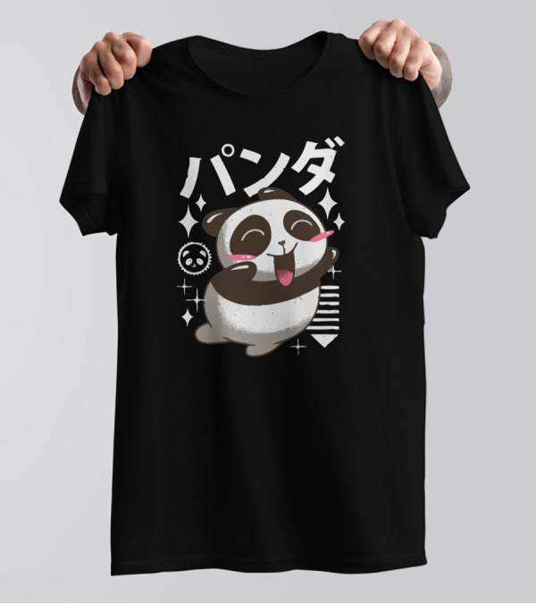 Kawaii Panda Happy Blush Sparkle T-Shirt