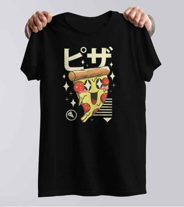 Kawaii Pizza Slice Sparkles T-Shirt