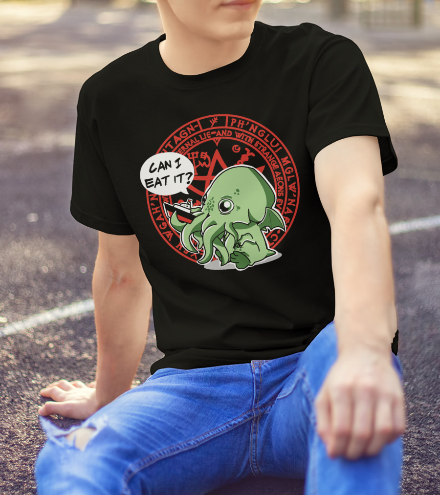 Little Cthulhu Is Hungry Can I Eat It Funny Nautical Lovecraft Mythos T-Shirt