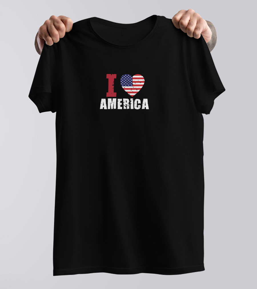 I Love America USA Flag Heart T-Shirt