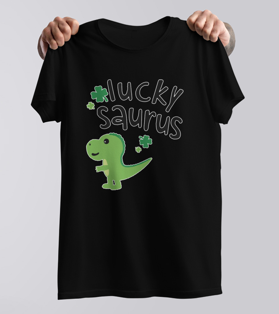 Luckysaurus Dinosaur With Shamrocks T-Shirt