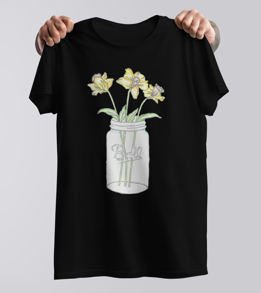 Ball Mason Jar With Yellow Flowers T-Shirt