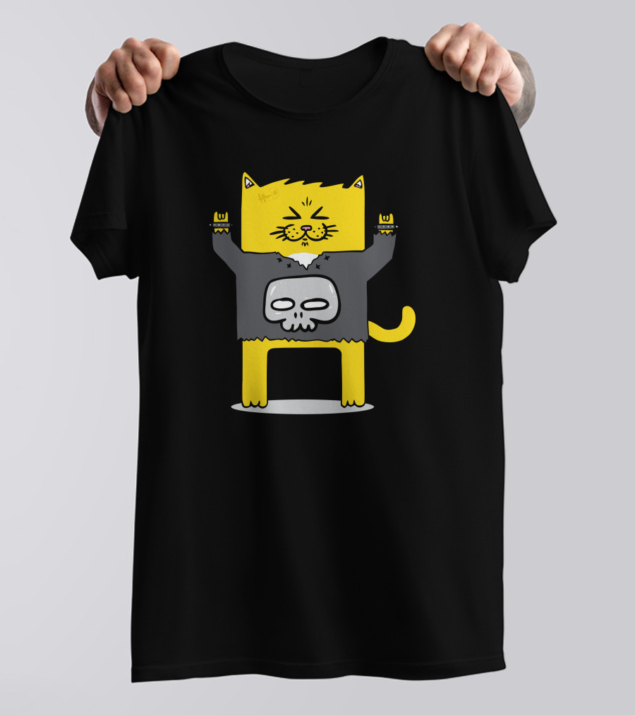Meow Tallica Cat With Rock Skull T-Shirt