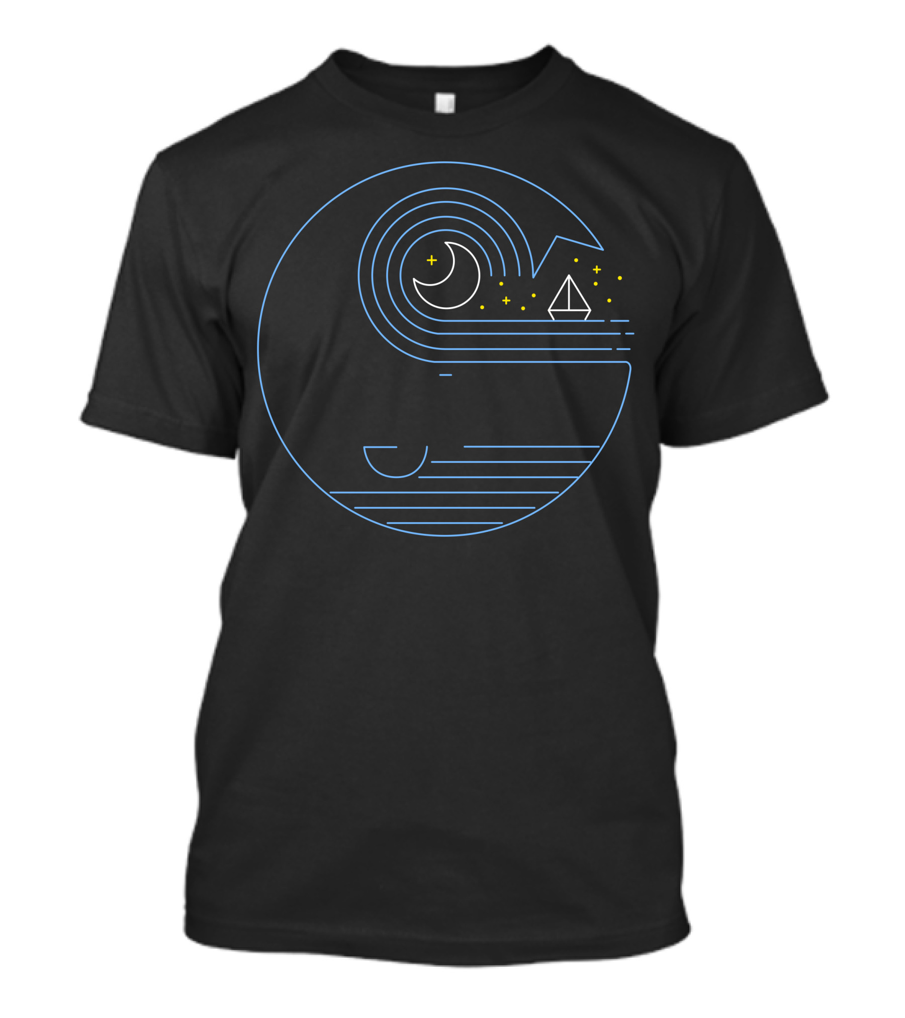 Moon And Starry Night With Sailboat T-Shirt