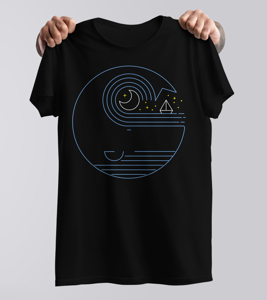 Moon And Starry Night With Sailboat T-Shirt
