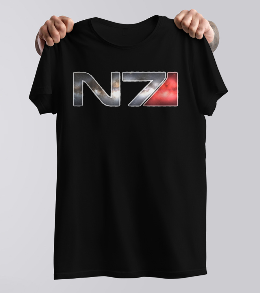 N7 Galactic Red And Black Abstract Space T-Shirt
