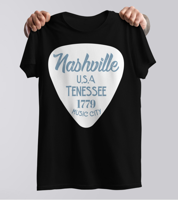 Nashville USA Tennessee 1779 Music City Guitar Pick T-Shirt