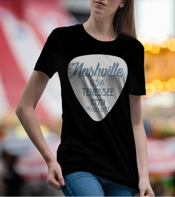 Nashville USA Tennessee 1779 Music City Guitar Pick T-Shirt