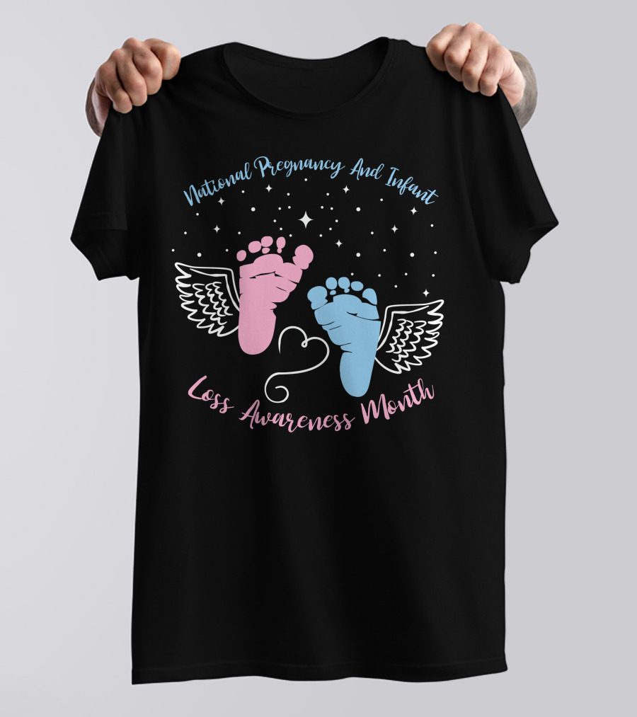 National Pregnancy And Infant Loss Awareness Month Wings And Stars T-Shirt