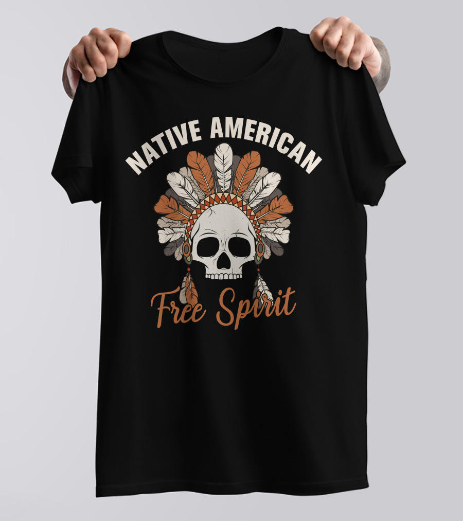 Native American Skull Headdress Free Spirit T-Shirt