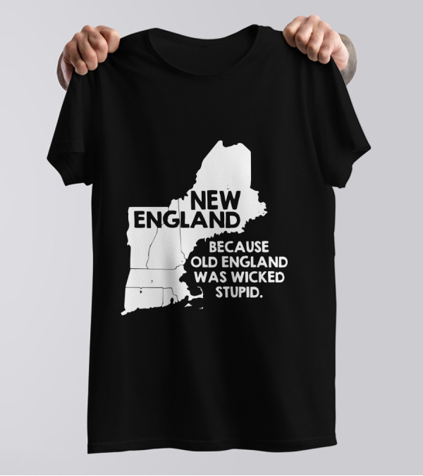 New England Because Old England Was Wicked Stupid Map Text T-Shirt