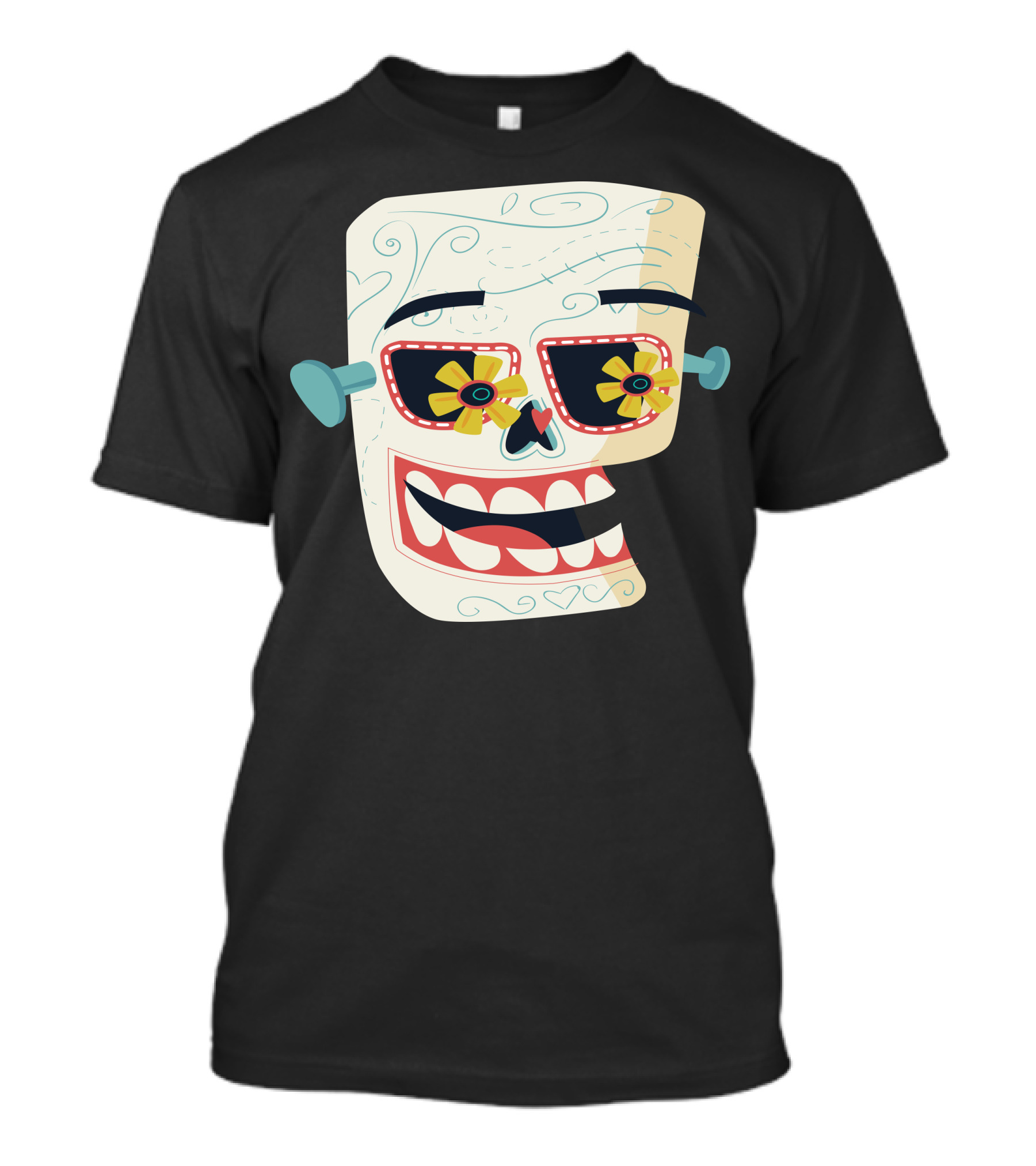 Sugar Skull Frankenstein Inspired Face T-Shirt