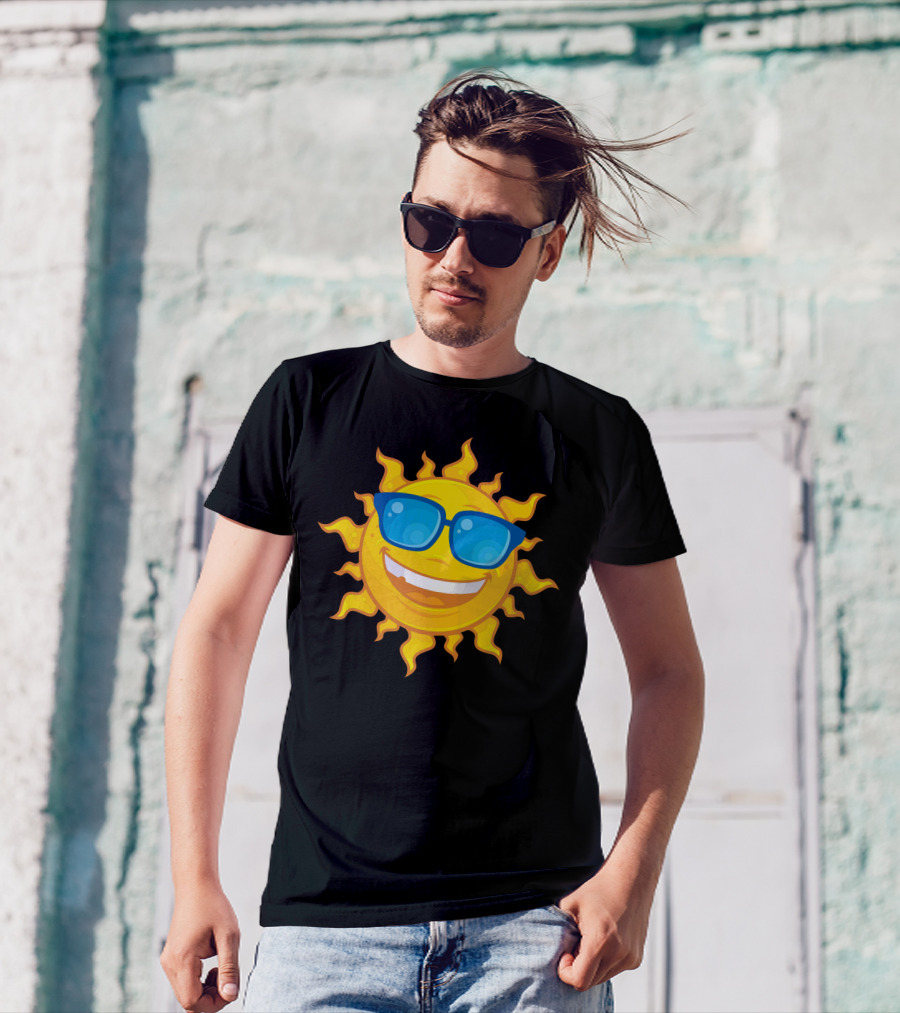 Summer Sun With Bright Blue Sunglasses Smile T-Shirt