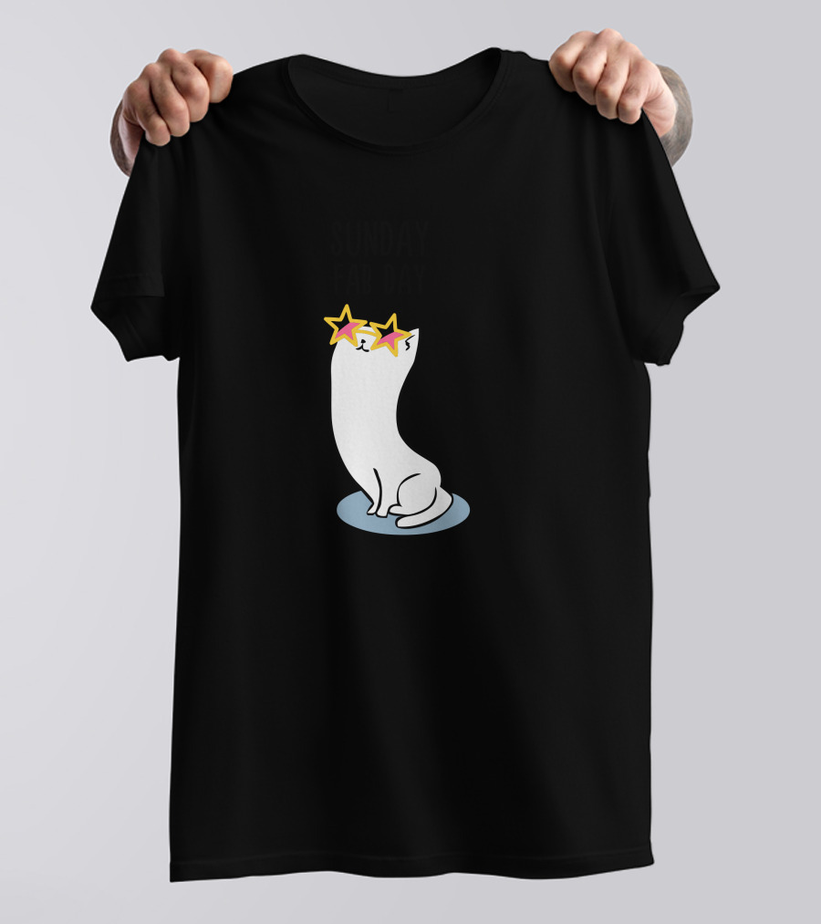 Sunday Fab Day Cat With Star Sunglasses T-Shirt