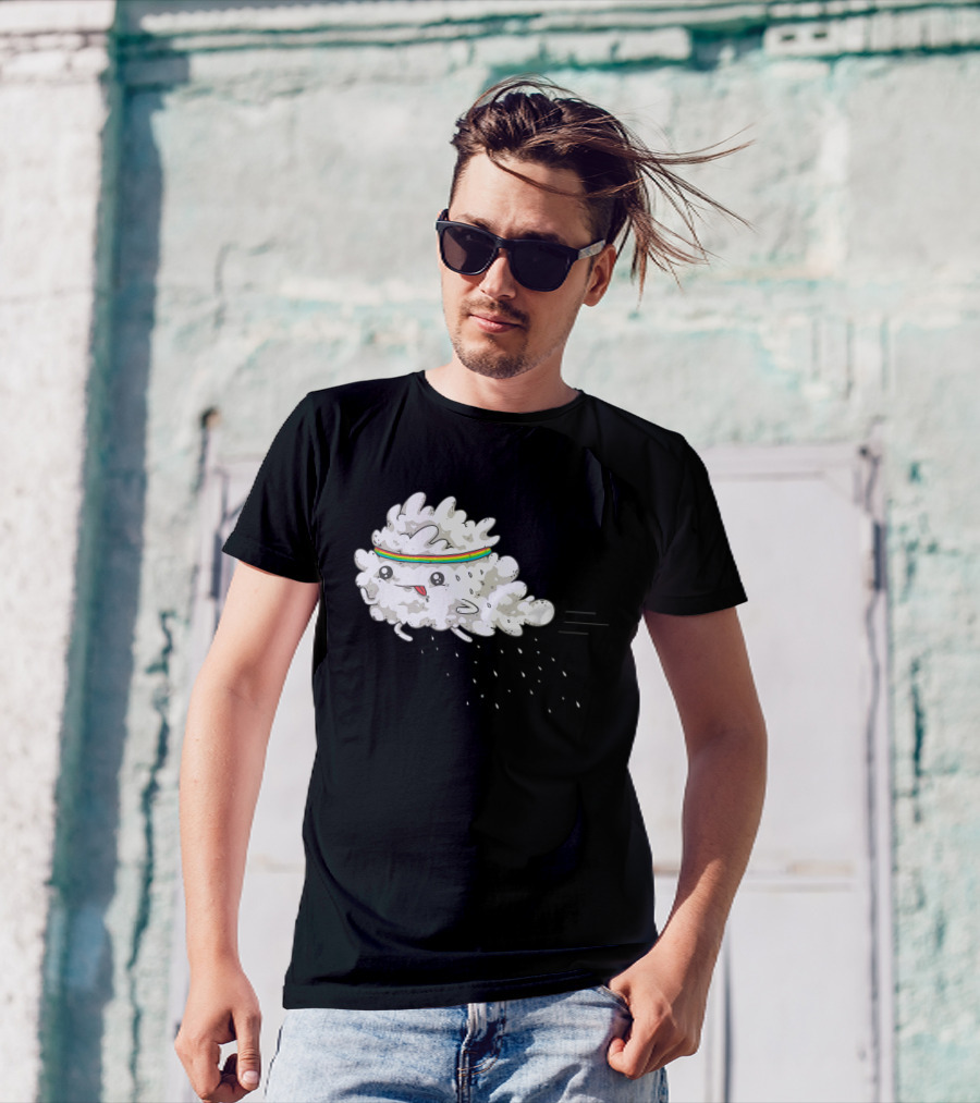 Sweat Cloud In Rainbow Headband Running With Droplets T-Shirt