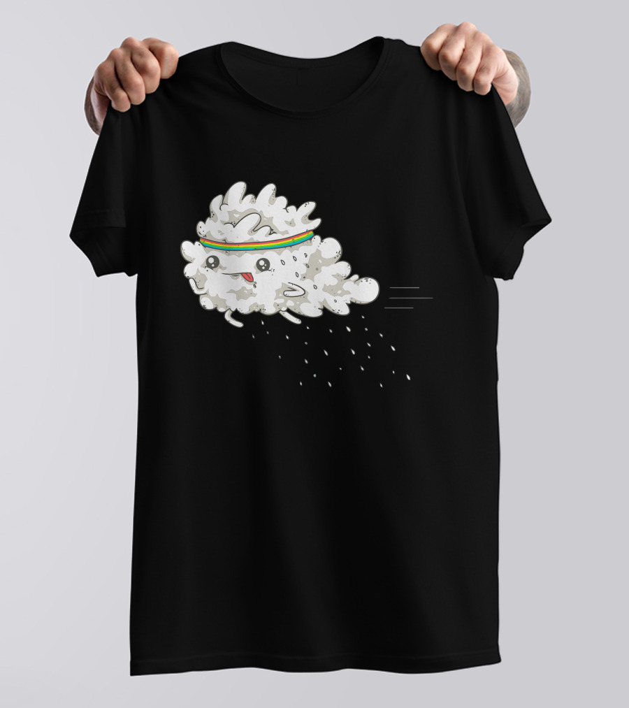 Sweat Cloud In Rainbow Headband Running With Droplets T-Shirt
