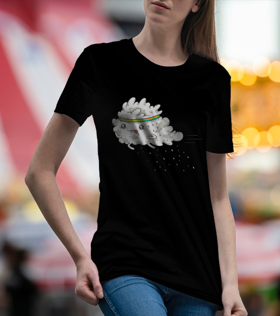 Sweat Cloud In Rainbow Headband Running With Droplets T-Shirt