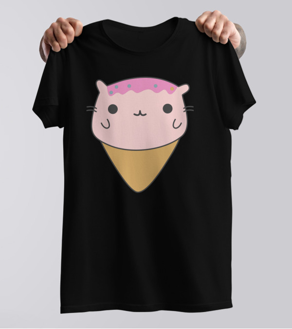 Sweet Cat Ice Cream Cone Kawaii Pastel Dessert Mashup T-Shirt