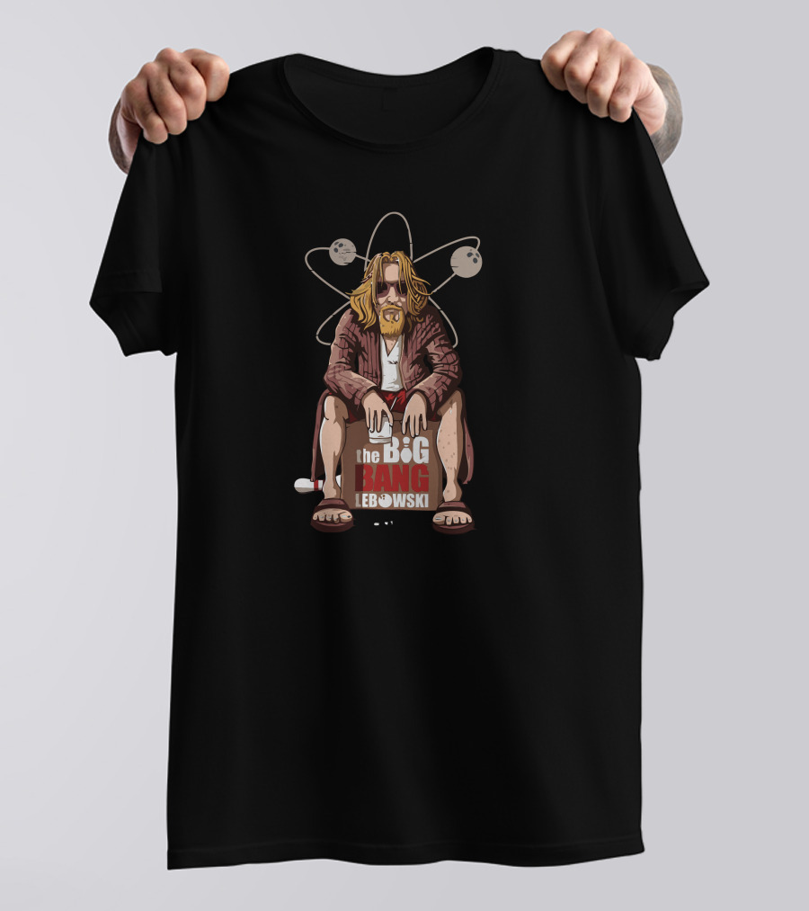 The Big Bang Lebwosky Atom Figure With Robe And Sunglasses T-Shirt