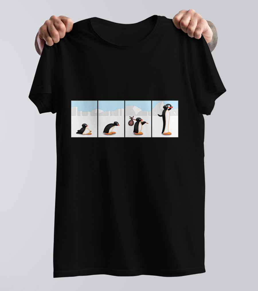 Penguin Journey From Chick To Explorer In Four Panels T-Shirt