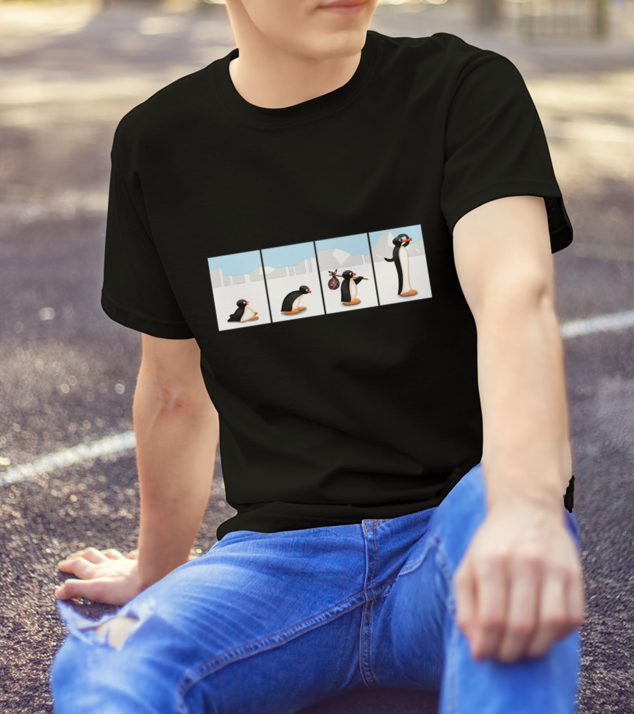 Penguin Journey From Chick To Explorer In Four Panels T-Shirt