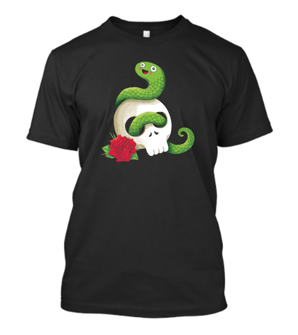 Ultra Badass Snake In Skull With Red Rose T-Shirt