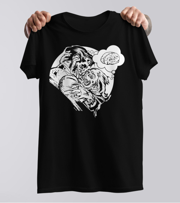 Undead Love Zombie Couple With Brain Thought Bubble T-Shirt